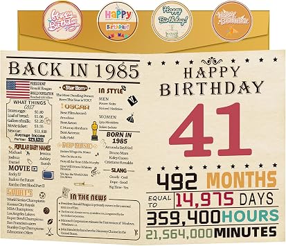41st Birthday Card for Women Men, Celebratory 41 Year Old Birthday Decorations, Level 41 Birthday Card for Her Him, 41st Birthday Gifts for Daughter Son