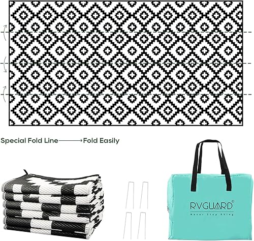 Miniatura 7 de RVGUARD Alfombras de exterior, alfombra reversible para patio de 9 x 18 pies, alfombras de campamento impermeables para interiores y exteriores,