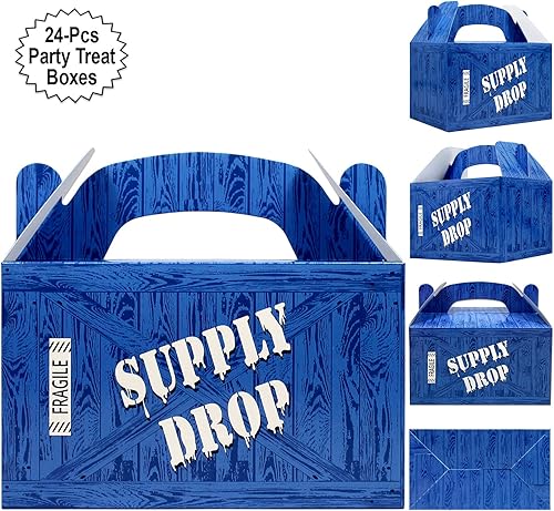 Miniatura 6 de AnapoliZ Caja de regalos de suministros  24 cajas de golosinas para fiestas  Battle Gamers Goodie Loot Drop Box  Suministros de fiesta de caja azul