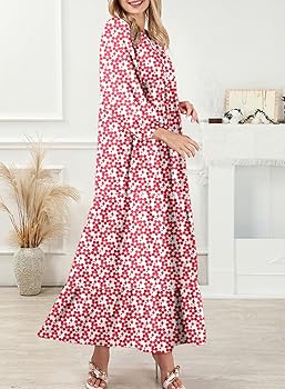 Amazon.com: Dokotoo Women's Maxi Dress Long Lantern Sleeve V Neck Fall  Dresses Ruffle A Line Sundresses Vintage Casual Flowy Boho Cocktail Dresses  Small Orange : Clothing, Shoes & Jewelry