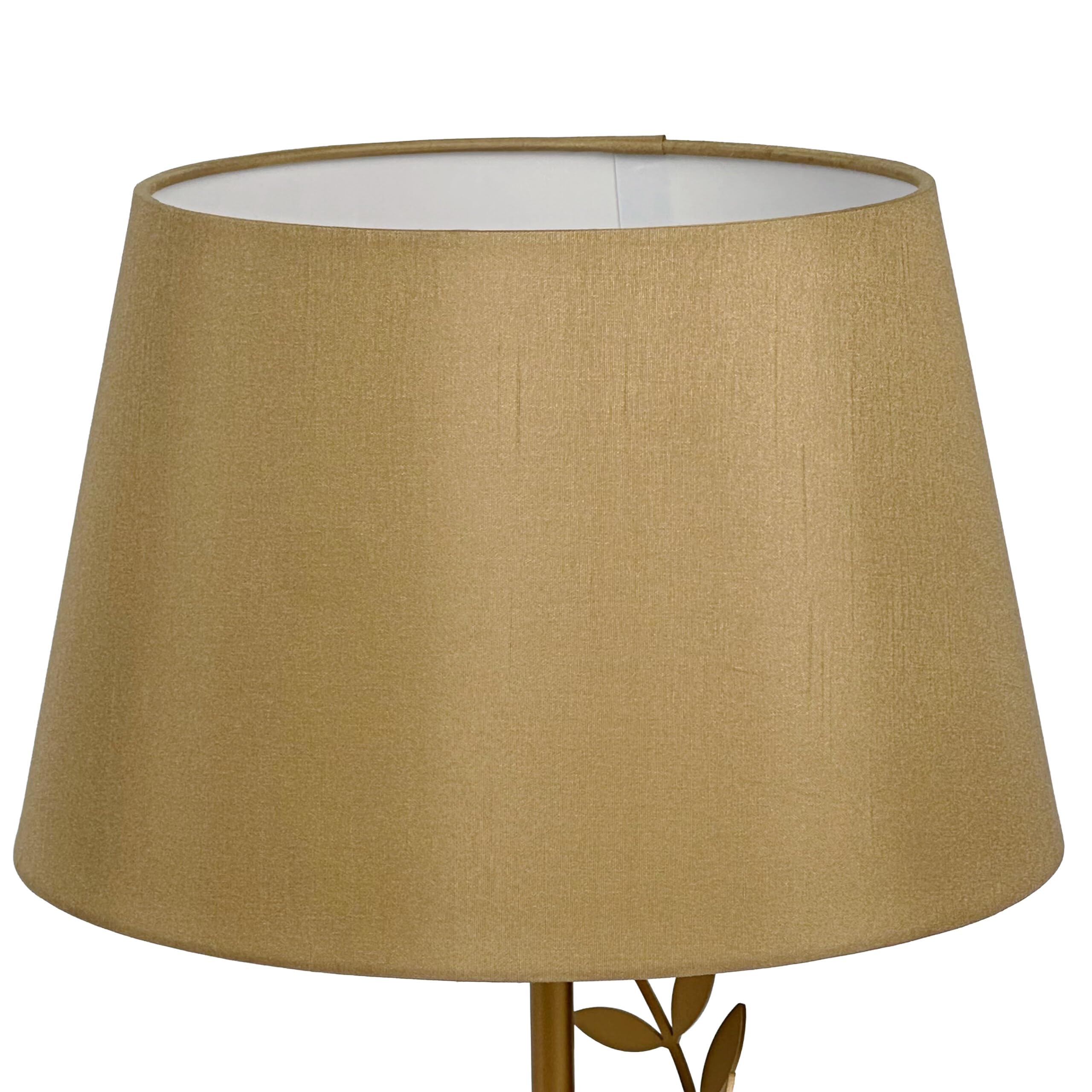 Relaxdays Lampada da Tavolo, Base in Metallo, Paralume in Tessuto, E27, HxD: 55x27 cm, Oro