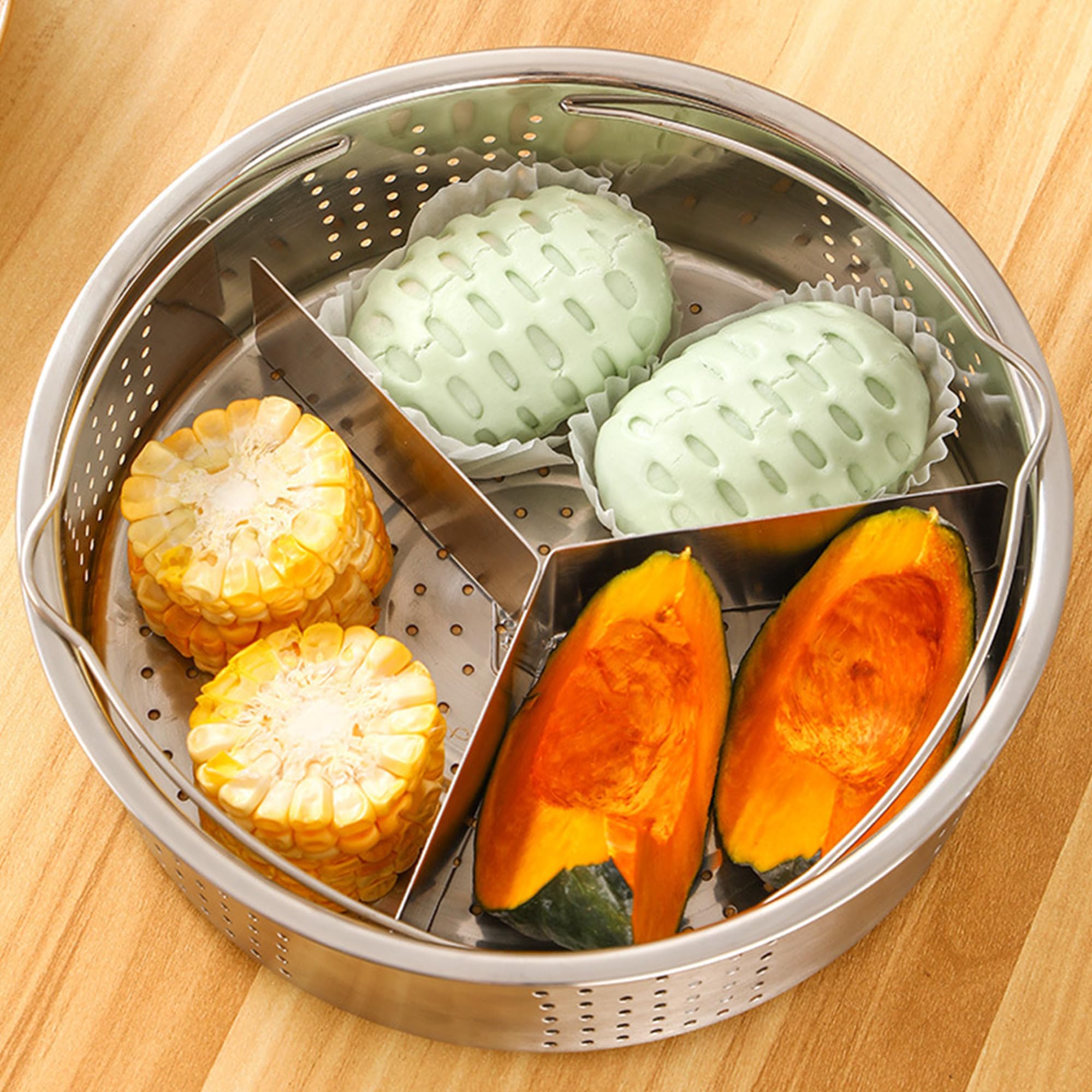 DXIA Stainless Steel Steamer, Vegetable Steamer, Steamed basket Separator, 21cm Full Hole Steaming Rack, Pressure Cooker Steaming Accessories, Compatible With Various Types Of Pots