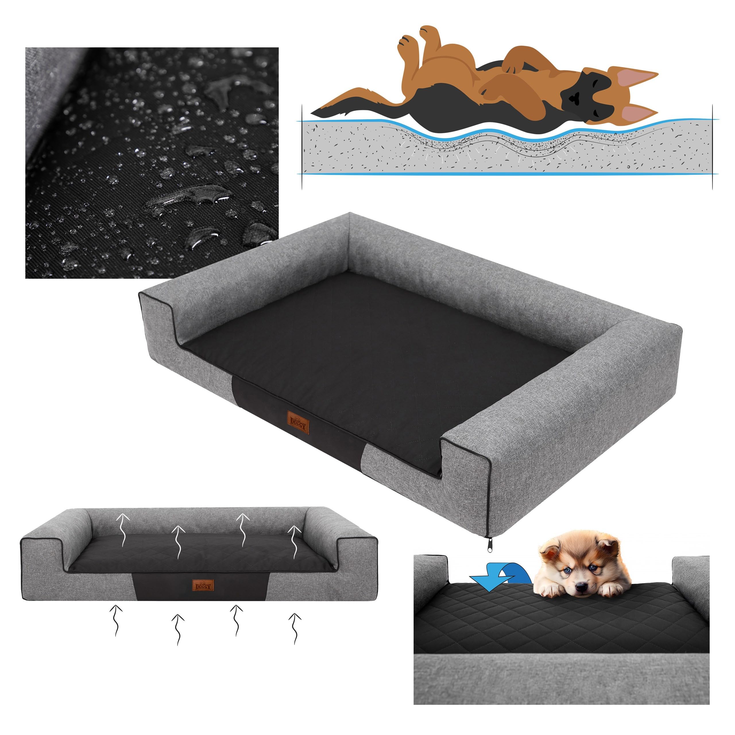 Cama para mascotas, cojín para perros, cama para perros, cojín para perros, cama, sofá, canasta para mascotas, sofá para perros, colchón para perros: gris ecolina, XL - 100 x 66 cm
