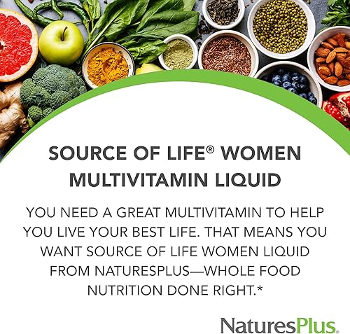 Miniatura 2 de NaturesPlus Source of Life Women Multivitamina líquida - 30 onzas líquidas - Sabor natural a bayas - Alimentos integrales y minerales - Energía,
