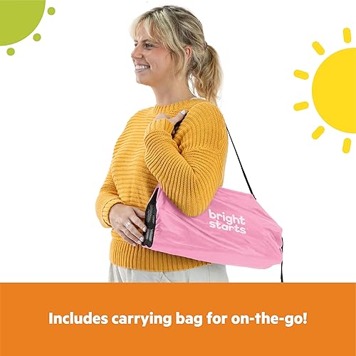 Miniatura 19 de Bright Starts Pop 'N Sit Booster portátil, uso en interiores y exteriores, asiento de suelo con bandeja de alimentación, rosa, 6 meses - 3 años