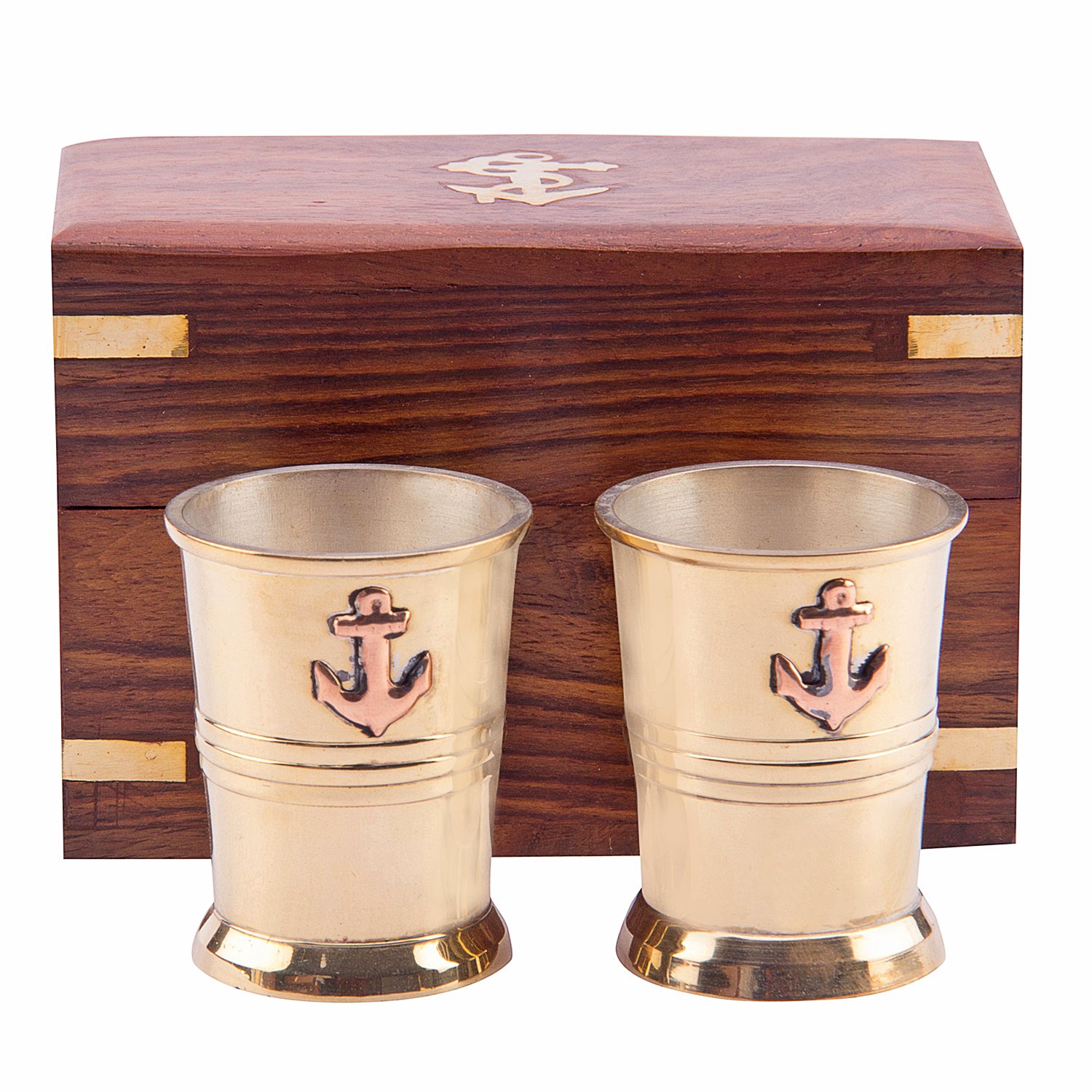 Verres à shot à tequila en laiton incassables avec coffret de rangement