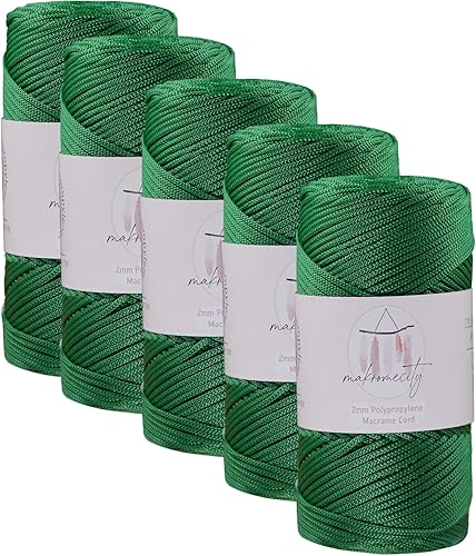 Miniatura 104 de Makromecity, 2 madejas de cuerda de macramé de poliéster de 0.079 in x 250 yardas (750 pies) de 0.079 in de polipropileno para macramé, arte