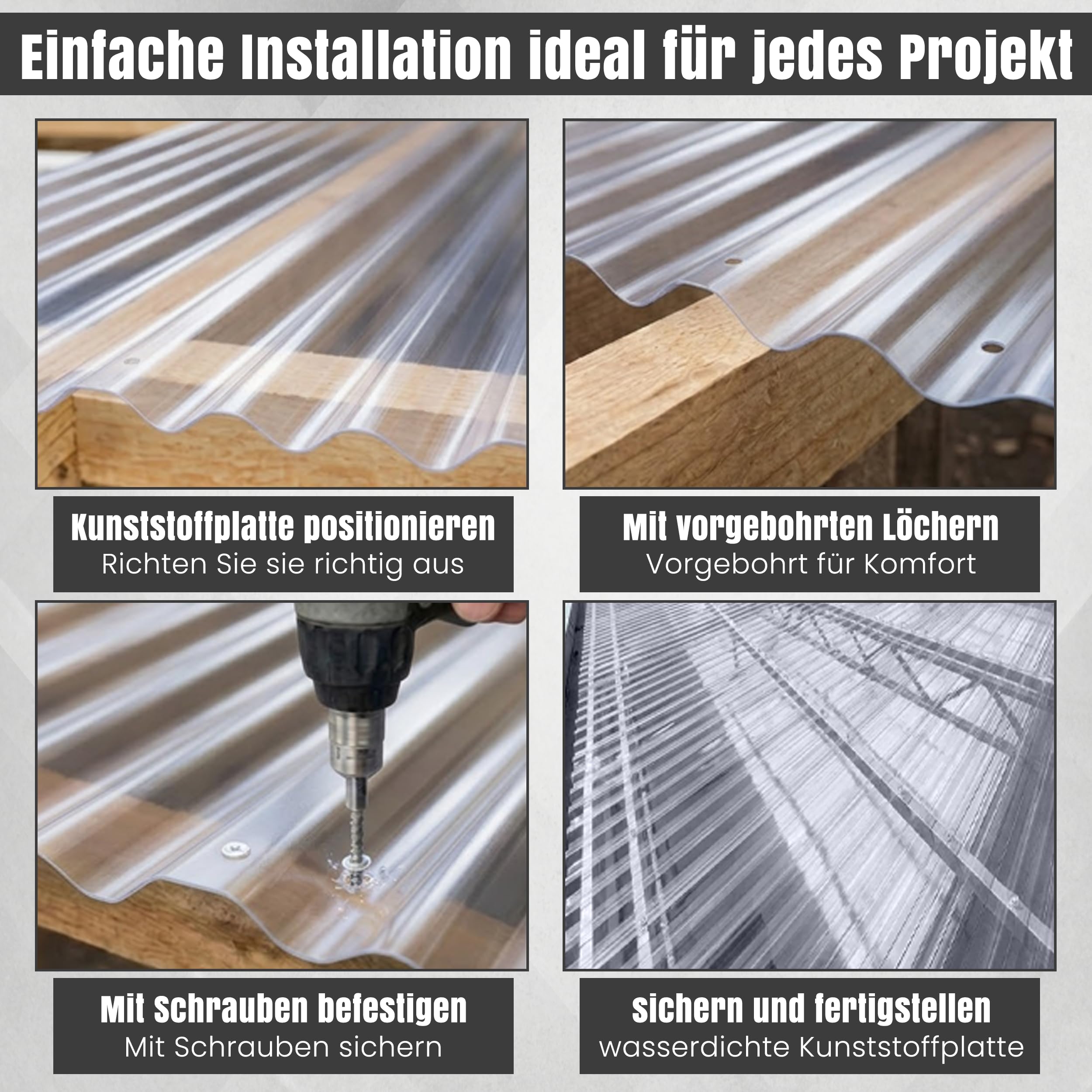 LP Projekt Trapez Wellplatten 90x200 cm 10er-Set Dachplatten UV-beständig wetterfest