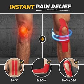 Kinesiology Tape-Incredible Support for Athletic Sports and Recovery + Free Taping Guide - Pre-Cut 2 inch 16.4 feet (Crimson Red + Free Taping Guide, 1 Pack)