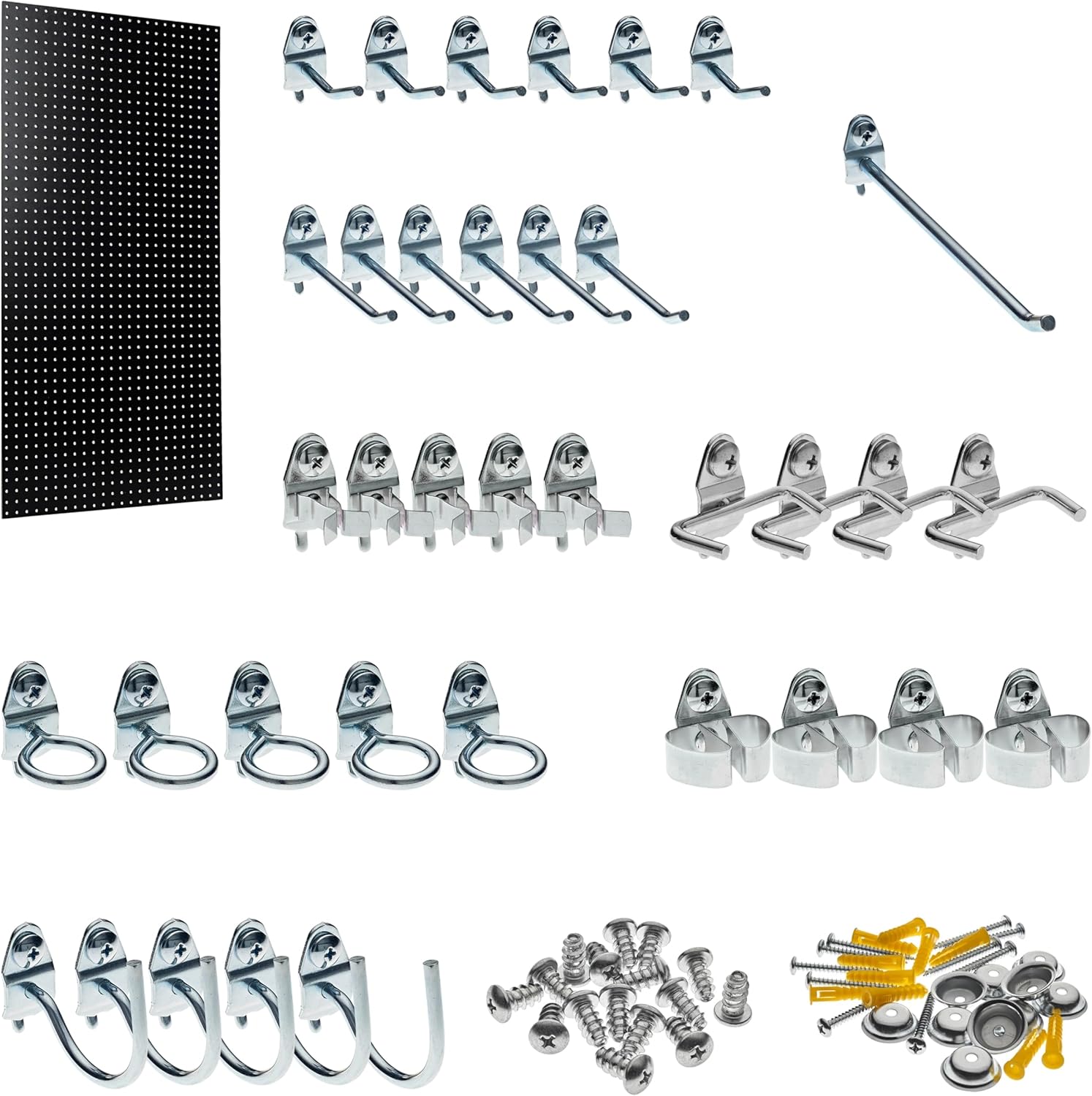 Triton Products High Density Fiberboard Pegboard Kit with 36 DuraHooks and Mounting Hardware (Black)
