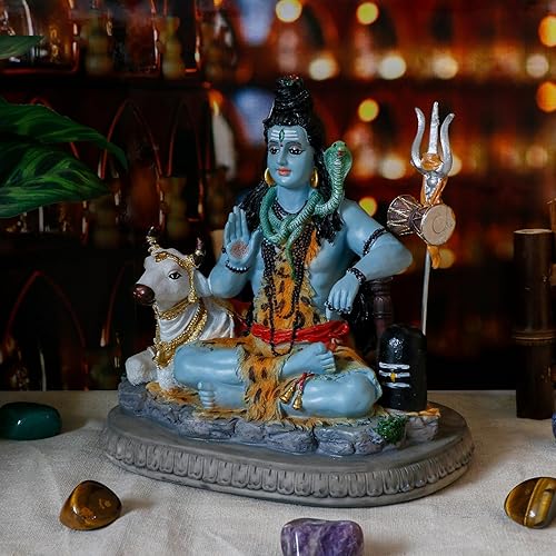 Miniatura 4 de Estatua de Dios indio Señor Shiva  Regalos para dios hindú indio 6.7 pulgadas de alto, estatua de ídolo Shiva con vaca, regalos de regreso indio