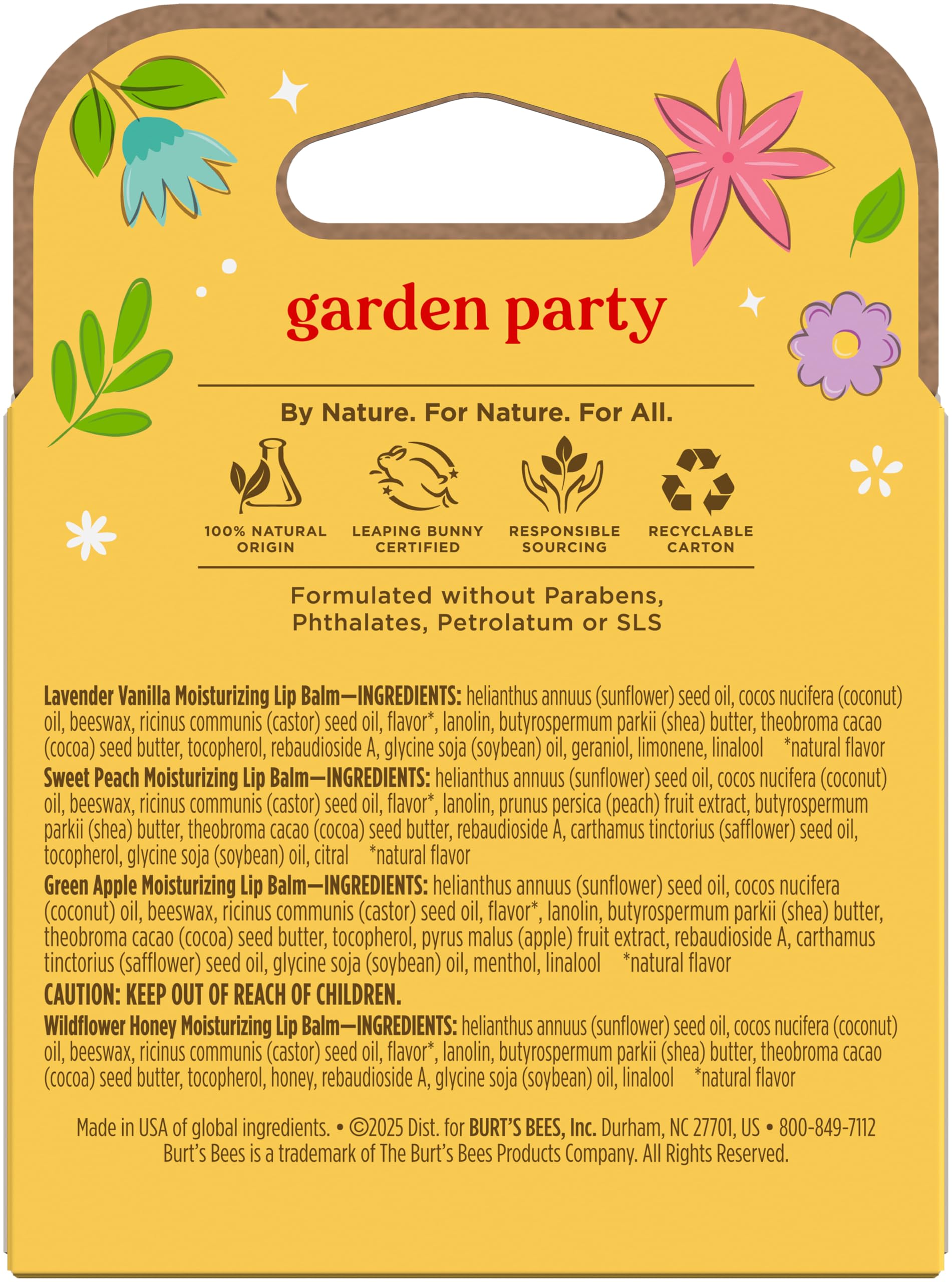 Burt's Bees Easter Basket Stuffers, All Weather SPF 15 Lip Balm, Water-Resistant Lip Moisturizer, Tint-Free, Natural Conditioning Treatment, 2 Tubes, 0.15 oz.