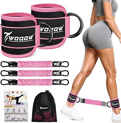 Resistance Bands Set with Ankle Straps, Ankle Weights Bands for Women, Ankle Resistance Bands with Cuffs, Legs and Glutes Workout Equipment, Home Gym Exercise Equipment for Fitness, Booty Training