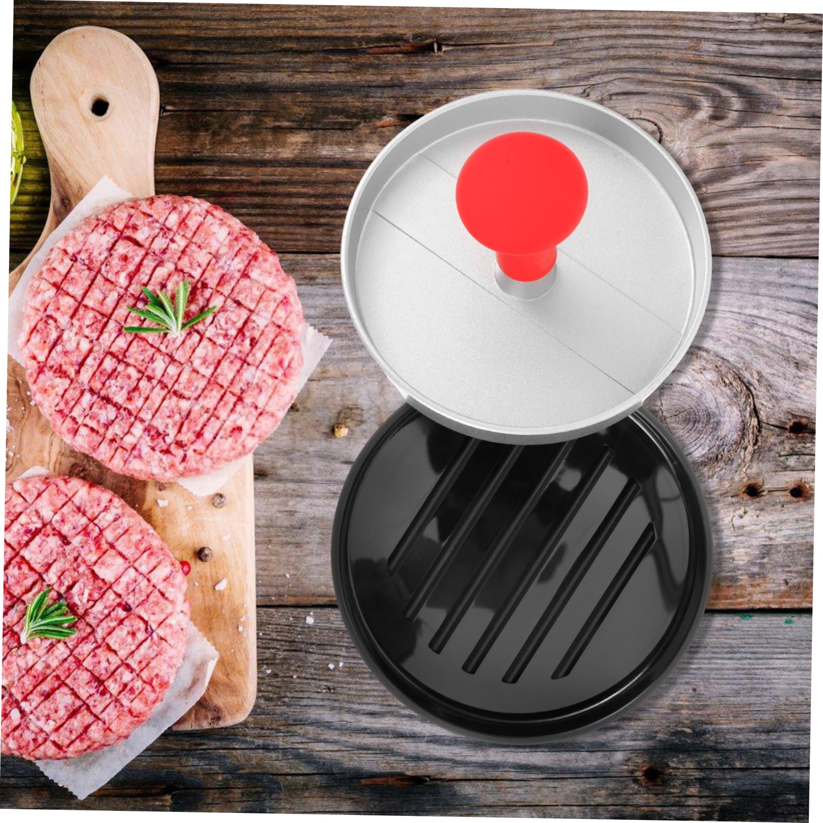Sosoport 2 Stück Fleischpresse drücken Patty Maker Burgerpresse Speckpresse für Grillplatte Steak-Gewichtspresse Fleischpresswerkzeug Grillpresse Rostfreier Stahl Silver