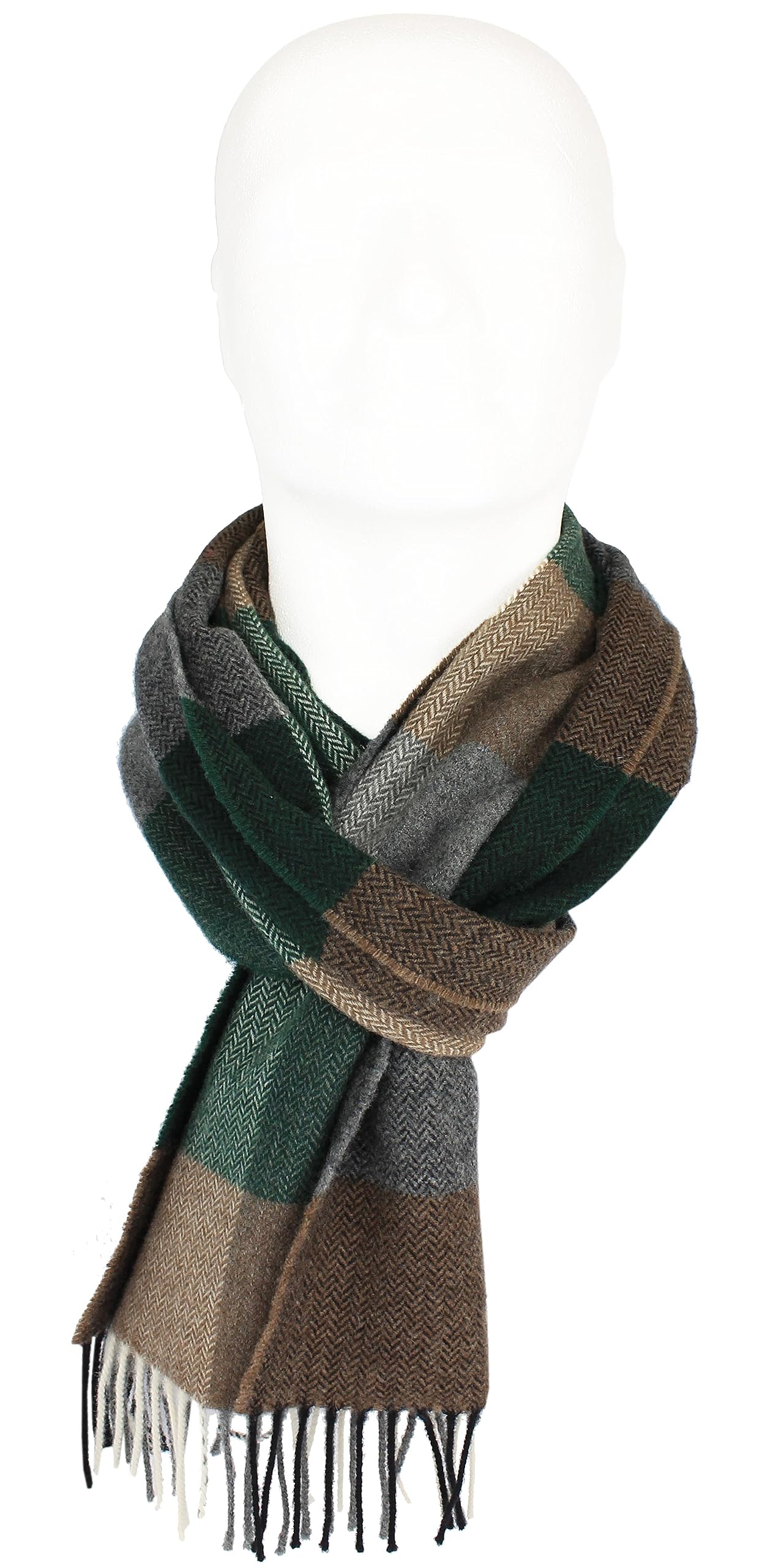 Rotfuchs Sciarpa sciarpa uomo sciarpa invernale sciarpa calda e morbida lana check multicolore Made in Germany (30 x 185 cm, verde grigio beige)