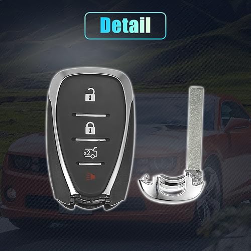 Miniatura 6 de X AUTOHAUX Funda inteligente de 4 botones para llave remota de entrada sin llave para Chevy Camaro Malibu Equinox Cruze Trax Volt 2016-2020 HYQ4AA