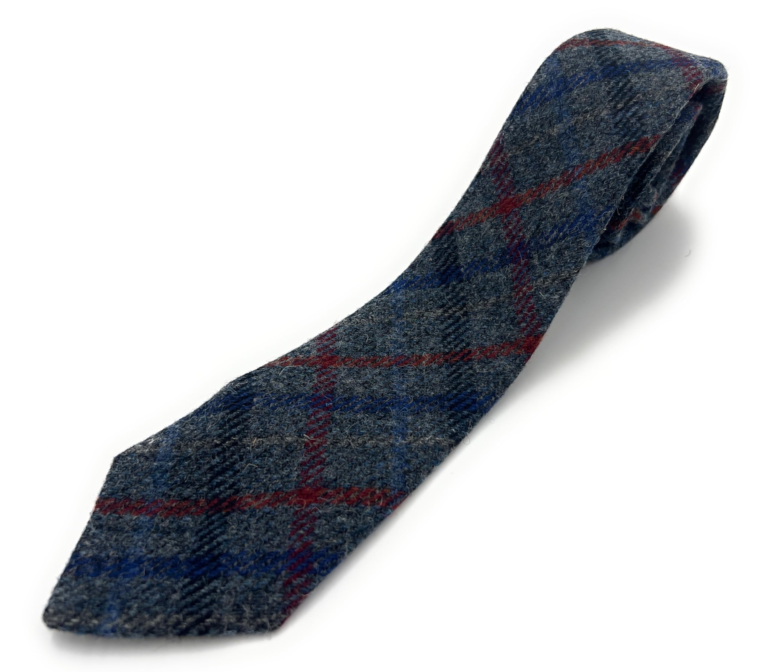 Tartan Tweeds Men's Slate Grey Check Harris Tweed Neck Tie (Slate Grey Check)