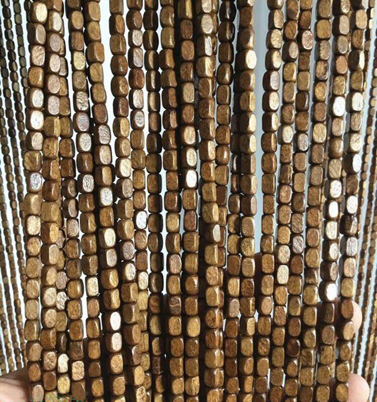 Rideau de Porte en Perles de Bambou pour Entrée,Rideaux de Porte pour Extérieur Intérieur Deco,Convient comme Moustiquaire pour Chambres,Salon,Balcons,Restaurant (121 brins 120cm x 90cm)