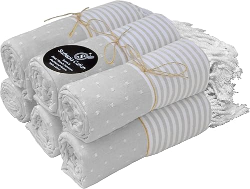 Miniatura 7 de Softopia Cotton Peshtemal - Juego de 6 toallas turcas de baño y playa, de gran tamaño, 40 x 71 pulgadas, para viajes, campamento, gimnasio, yoga,