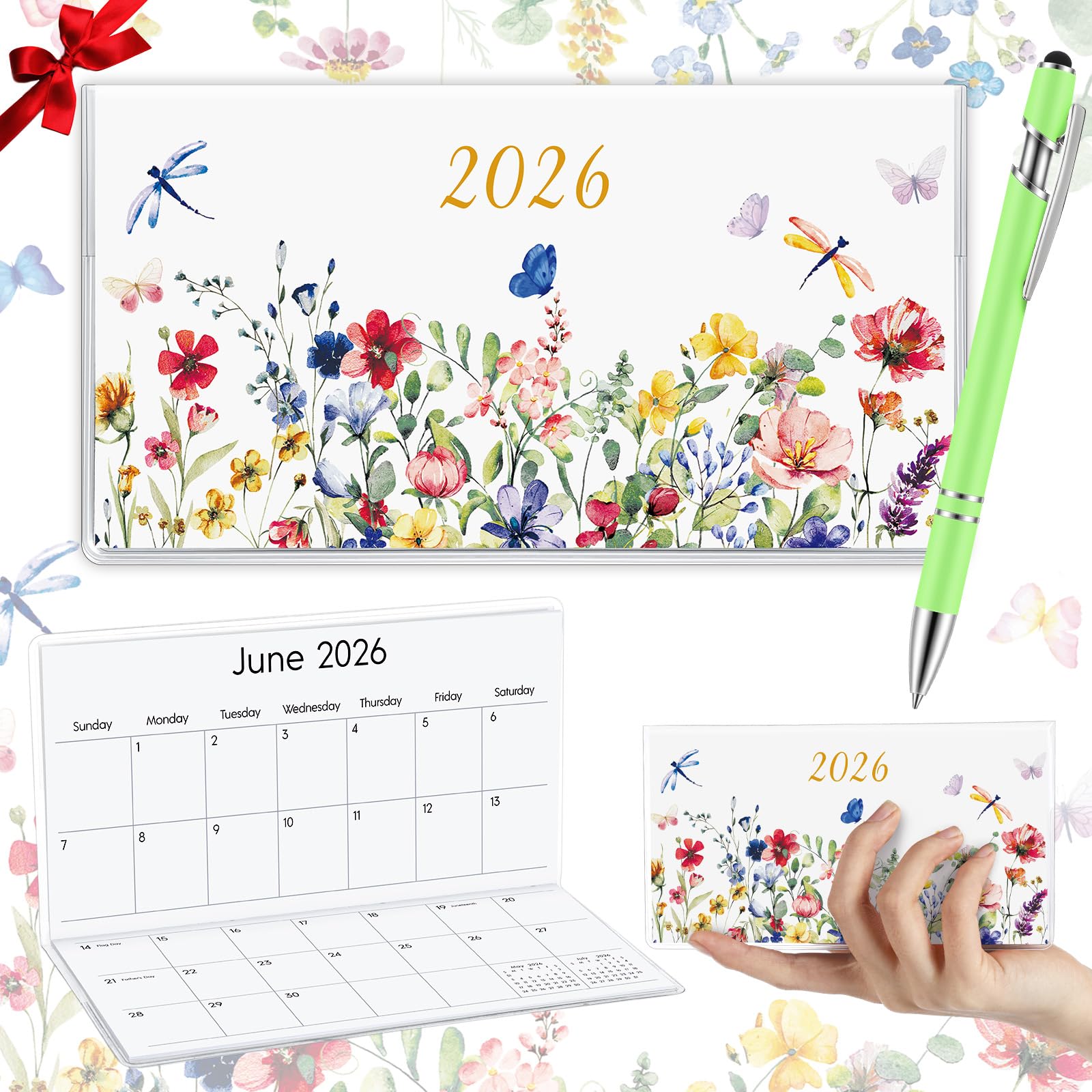 Gueevin 2025 Pocket Calendar for Purse with Pen Small Pocket Planner Handy Weekly Monthly Planner Journal Writing Notebook Christmas New Year Gift Sister Friend Women(Light Green,Wildflower)-image-40