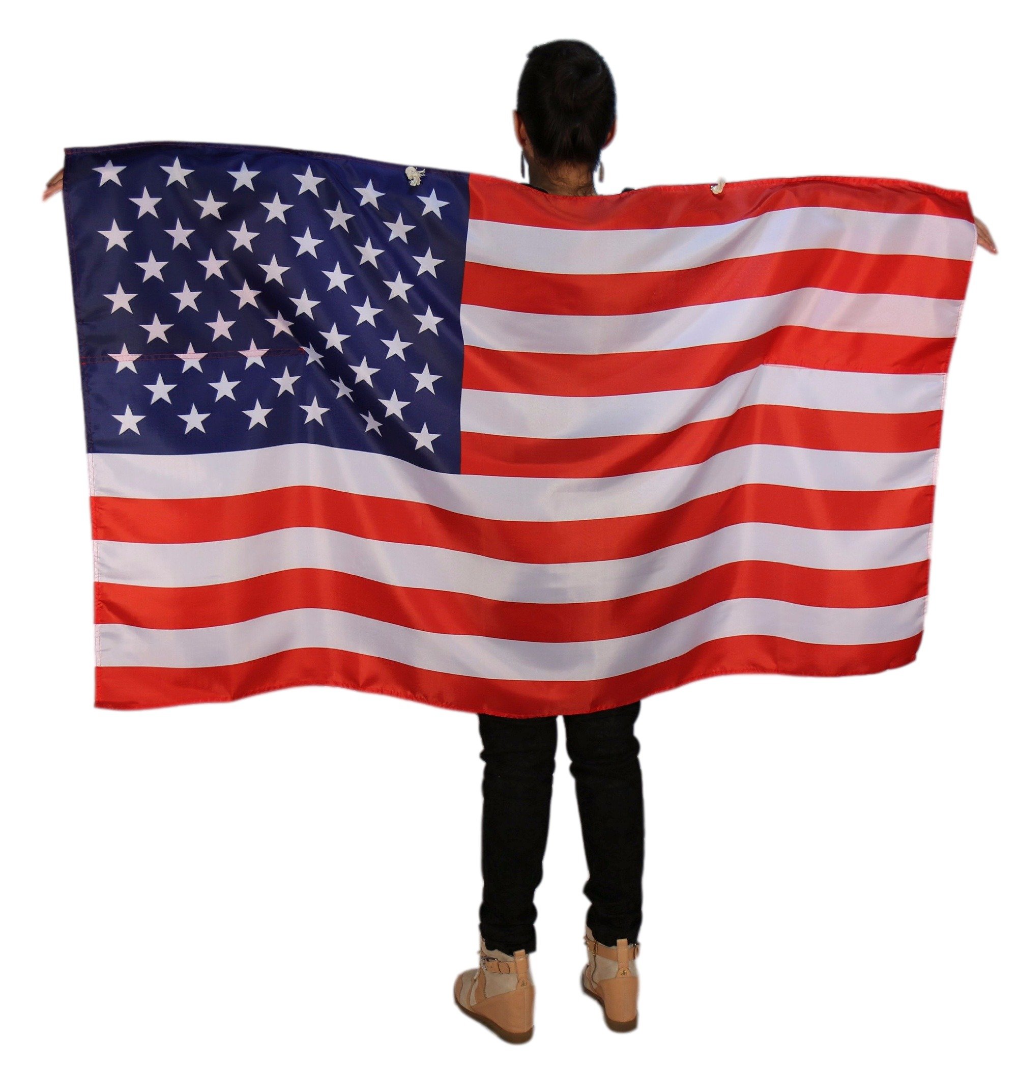 USA American Flag Cape - Full Size Wearable Flag with Sleeves and Soft Neck Tie for Adults - Use it as a Poncho, Wrap, Cloak, Or Shawl