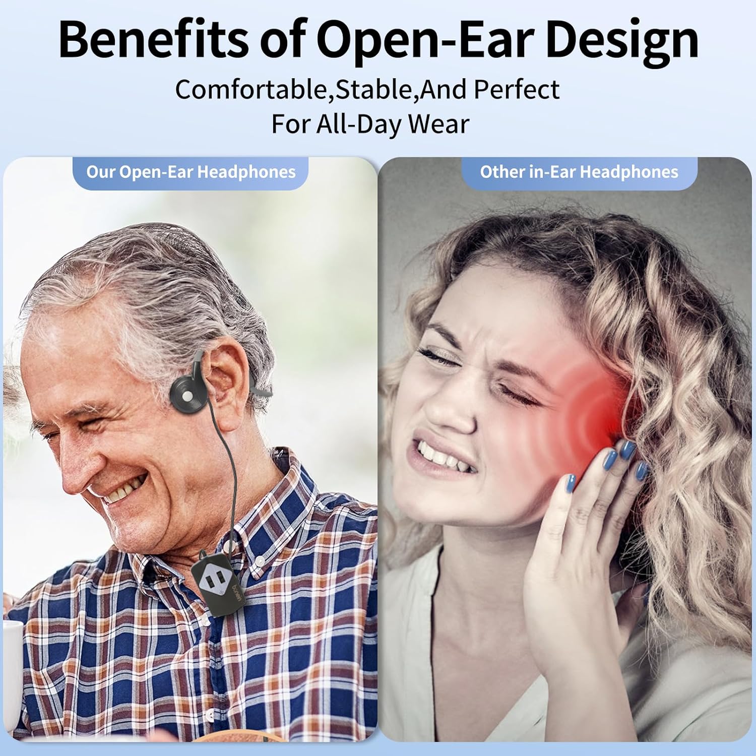 Bone Conduction Hearing Headphones, 7 Audio Modes, Non-Intrusive Design, Ideal for All-Day Comfort and Everyday Use