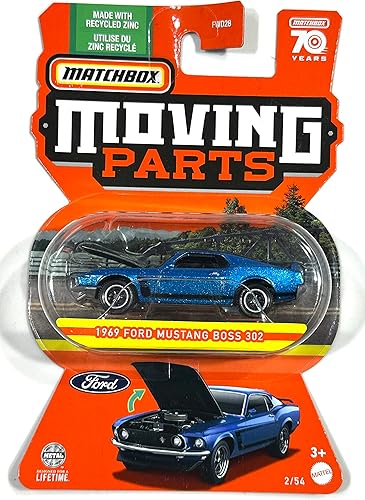 Caja de cerillas - Piezas móviles - 2023-1969 - Ford Mustang BOSS 302 - Azul - 2/54-70 años - Mint/NrMint - Se envía burbujas envueltas en una caja
