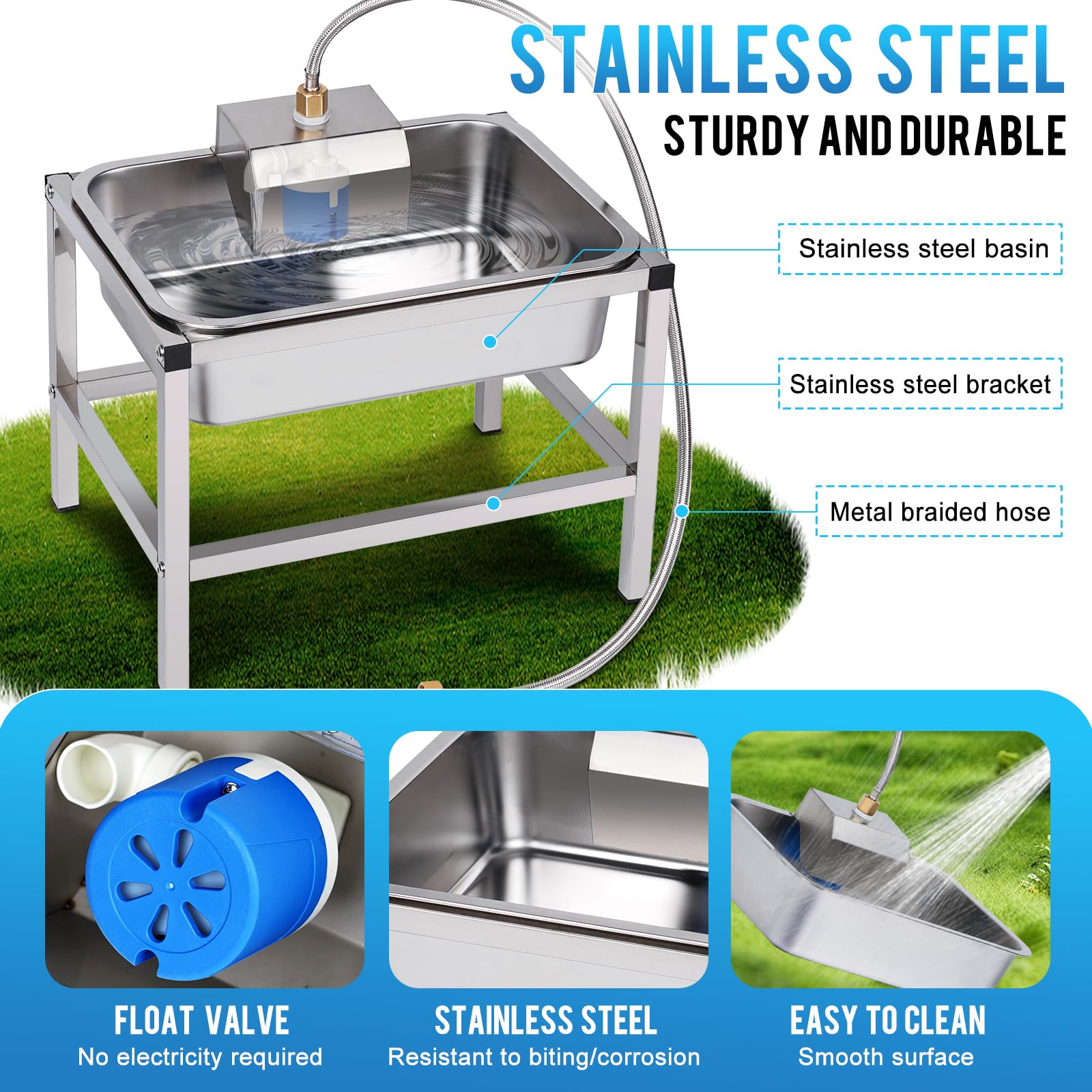 Dispensador automático elevado de cuencos de agua para perros grandes, de acero inoxidable de 3 galones, con soporte para aliviar la presión de las articulaciones, cuencos para mascotas con