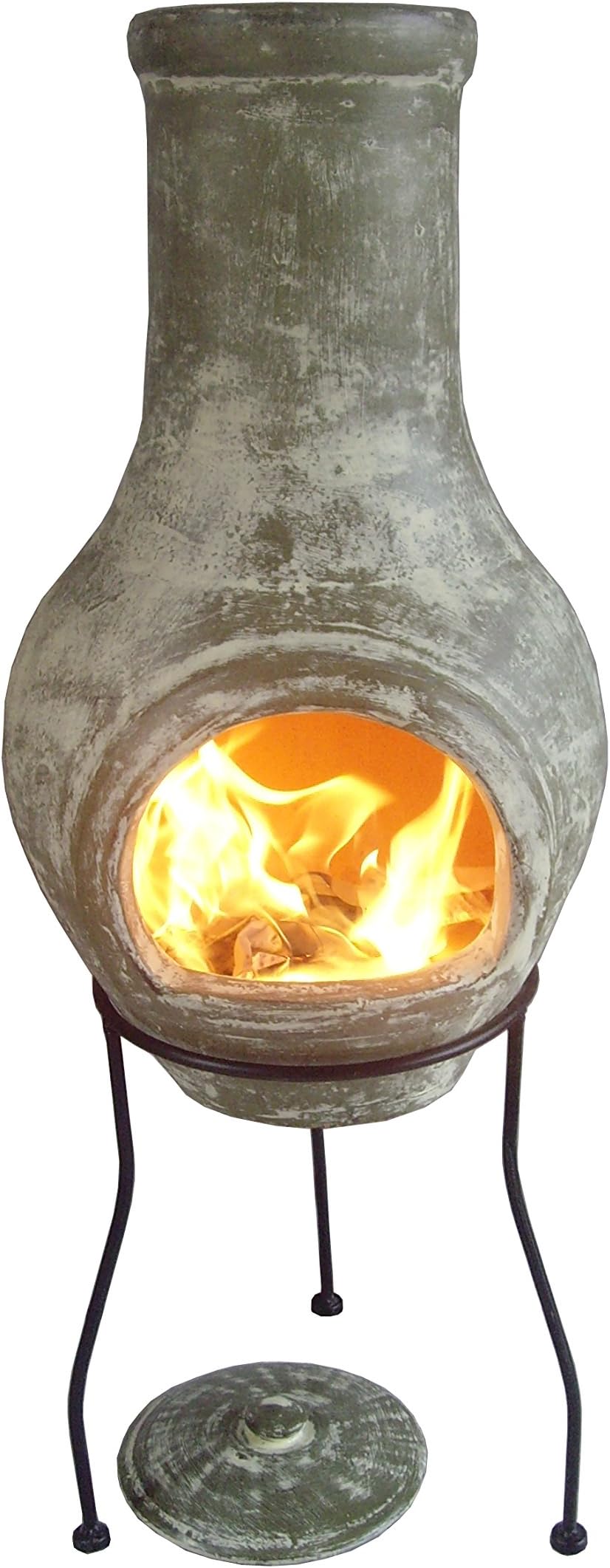 El Fuego LOLA-75 75cm Lola Clay Chimenea includes Stand and Lid - Green