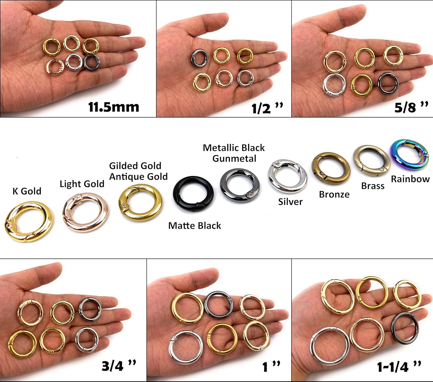 10 Pcs Round Carabiner Clips Spring O Rings Trigger Clasps Snap Buckles for Keychain Sewing Jewelry Making - Image 3