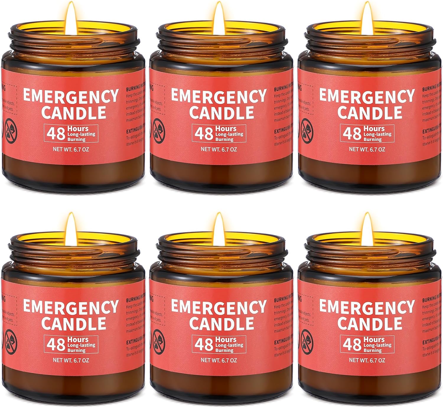 Chuarry 6 Pack Emergency Candles for Power Outage 48 Hours Long Burning Survival Candles Soy Wax for Emergency Winter Storm Camp Essentials Chuarry 6 Pack Emergency Candles for Power Outage 48 Hours Long Burning Survival Candles Soy Wax for Emergency Winter Storm Camp Essentials