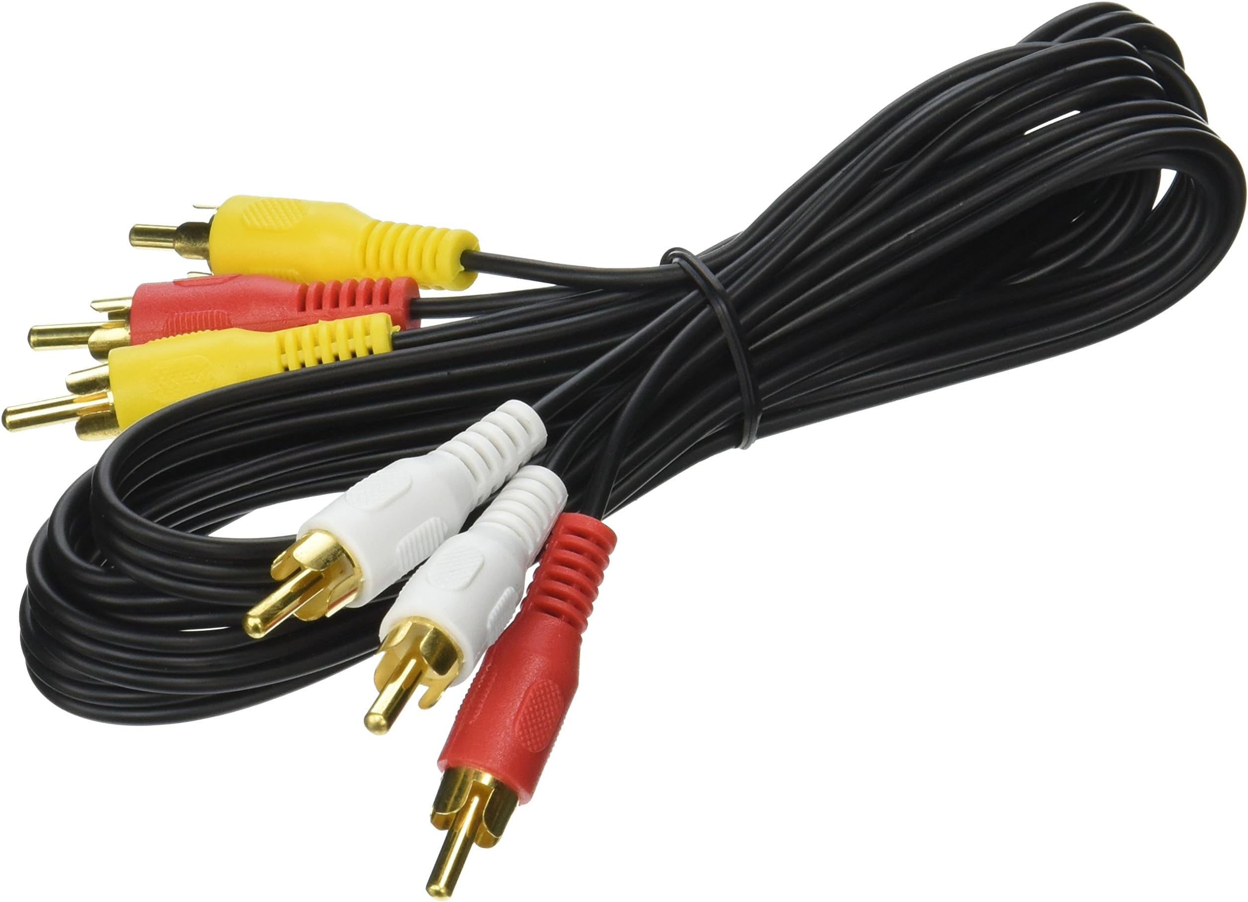 Premium 3 RCA Audio Video Composite Cable 6 Feet Black, VF-34-RCA-RCA-CBLE-06-4