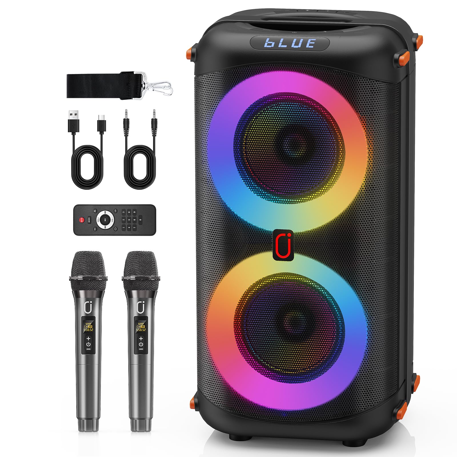 Amazon.com: Karaoke Machine with 2 Wireless Microphones, Portable