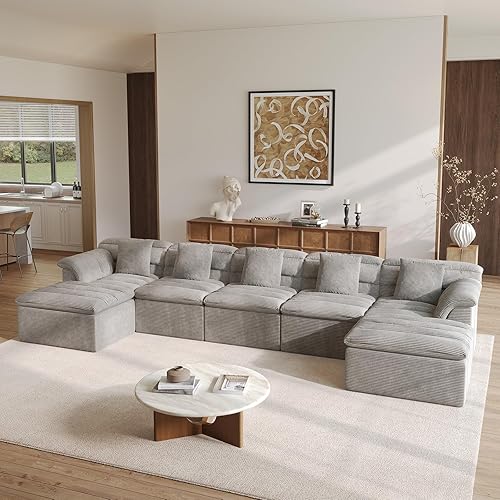 Miniatura 34 de Sofá Seccional Cloud de 51", Sofá Modular Moderno con Asiento Profundo, Cómodo Sofá Individual Comprimido, Sofás Tapizados de Pana para Sala
