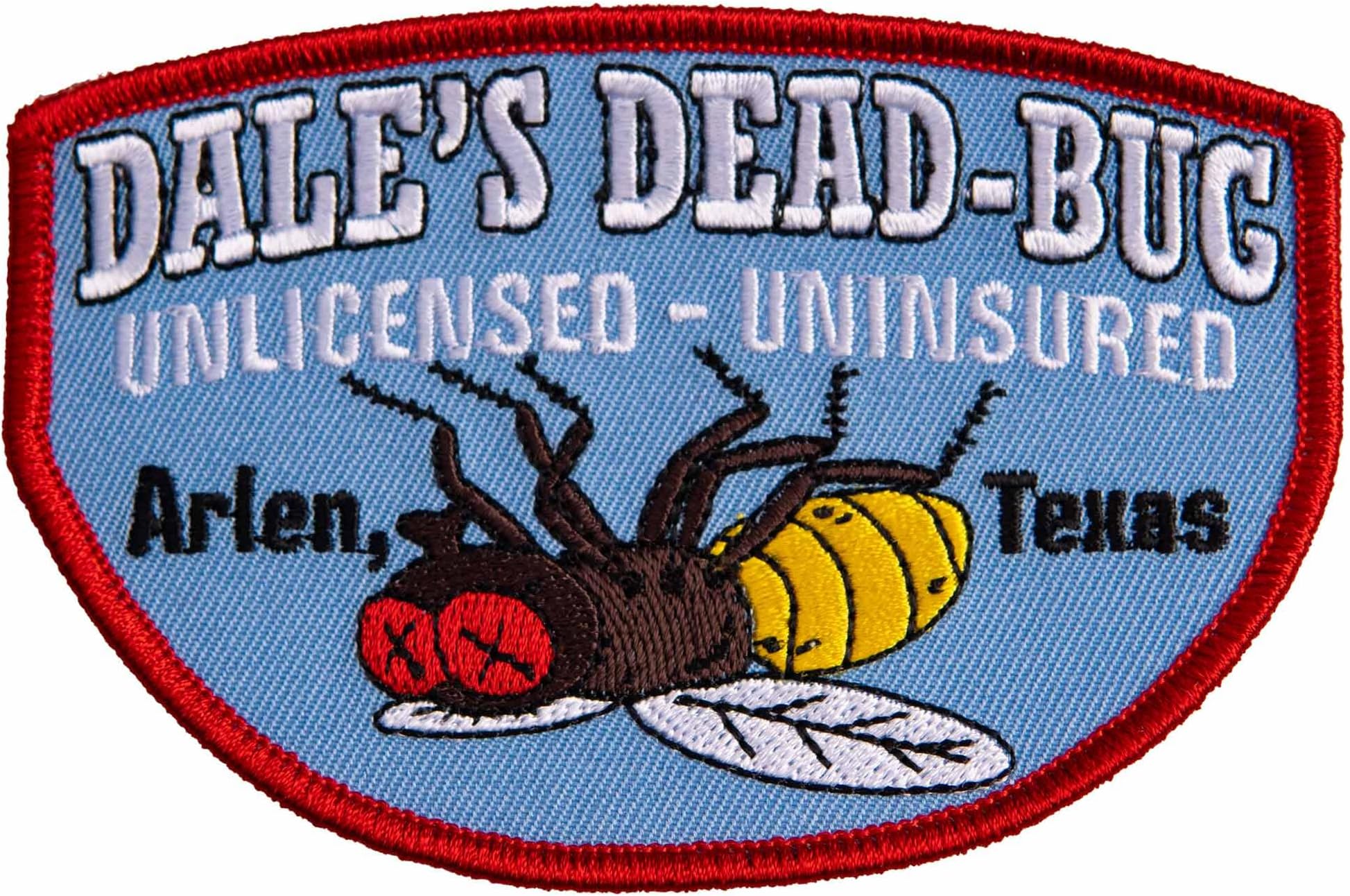 Pickwicks Dale's Dead-Bug, Arlen Texas Patch w/Iron-On Adhesive | Gribble Novelty Embroidered