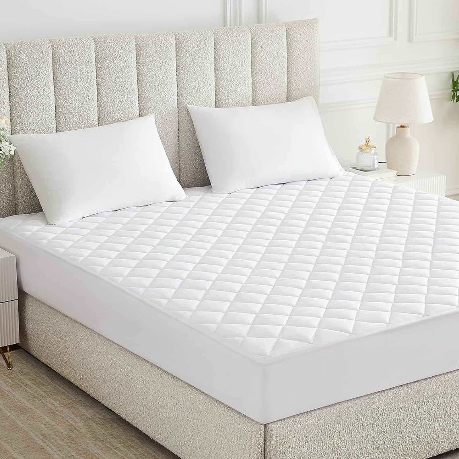 – Quilted Mattress Protector King Size 30 Cm Extra Deep - Quilted Mattress Topper Anti Allergy and Breathable Fitted Mattress Pad - King(150x200+30) Cm