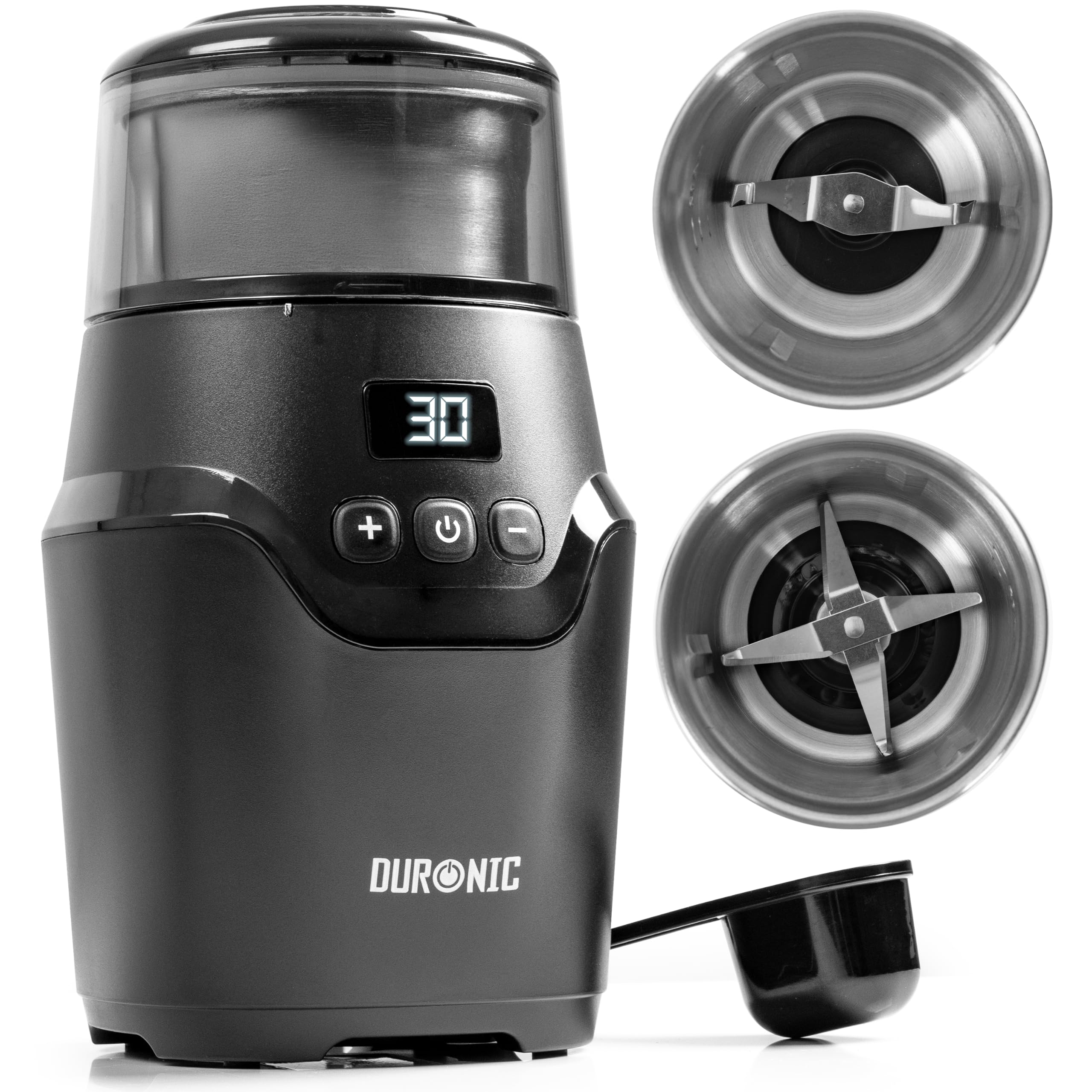 Duronic CG555 Electric Coffee Grinder, 220ml Wet & Dry Cups, Black