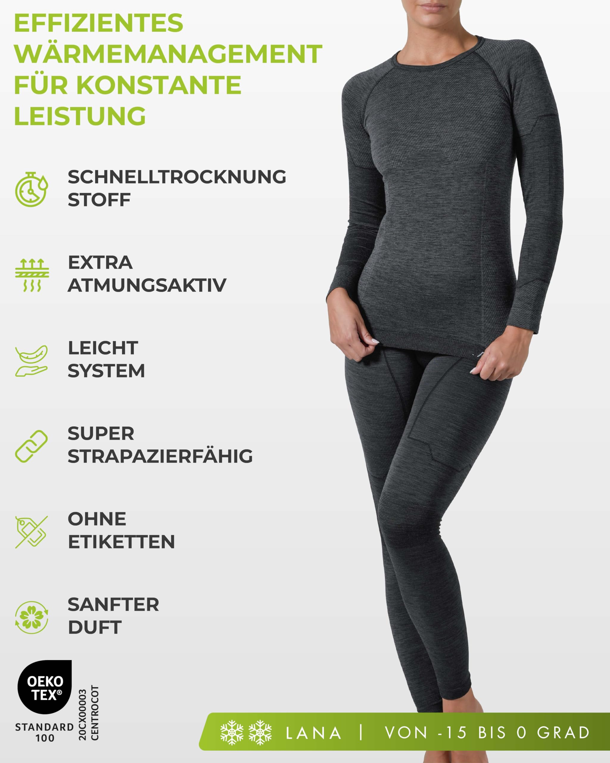 Risalti Thermounterwäsche Herren Damen Set Merino – Thermoshirt Und Thermounterhose Unisex Mit Beigefügtem Halswärmer, Atmungsaktiv, Temperaturregulierend, Seamless - Made In Italy