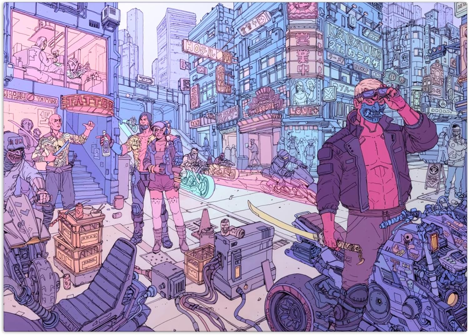 Displate Official Cyberpunk 2077 Metal Poster Magnetic Mounting Included Licensed Artwork Modern Wall Decor Steelbook Arts Tyger Claws by Deathburger Poster 12.6x17.7 in