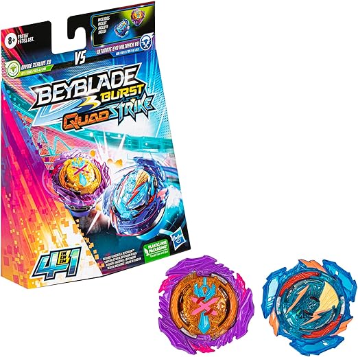Beyblade Burst QuadStrike Ultimate Evo Valtryek V8 and Divine Xcalius X8 Spinning Top Dual Pack, 2 Battling Game Top Toy for Kids Ages 8 and Up