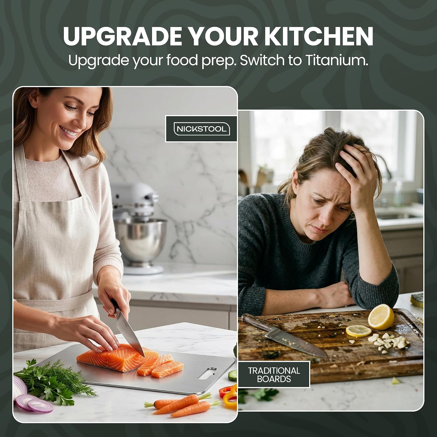 Titanium Cutting Board Set of 3 with Cut-Resistant Gloves | 3 Sizes Small Medium Large, Non-Toxic Non-Porous Metal Chopping Boards, Plastic Free, Wall Hook Included, Dishwasher Safe