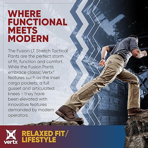 Miniatura 2 de Vertx Pantalones tácticos tipo cargo con bolsillos para hombre, ligeros, ajuste relajado, rendimiento al aire libre, secado rápido, Fusion Lt Stretch