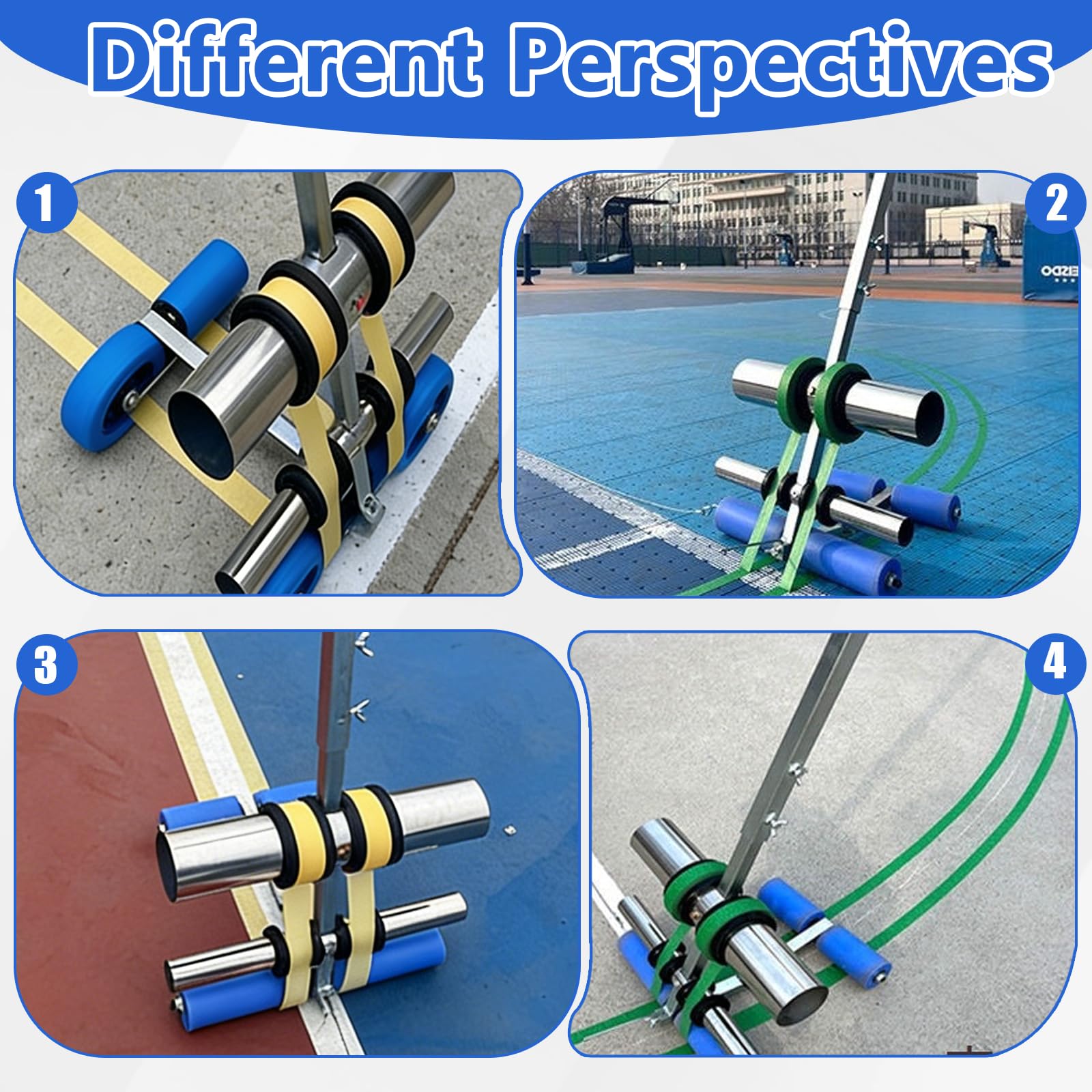 Applicatore di Nastro per Pavimenti, Macchine per Tracciare Linee di Campo da Gioco con Kit di Cerchi da Disegno Strumento Manuale per La Marcatura del Nastro Spaziatura Regolabile Marcatura Rapida