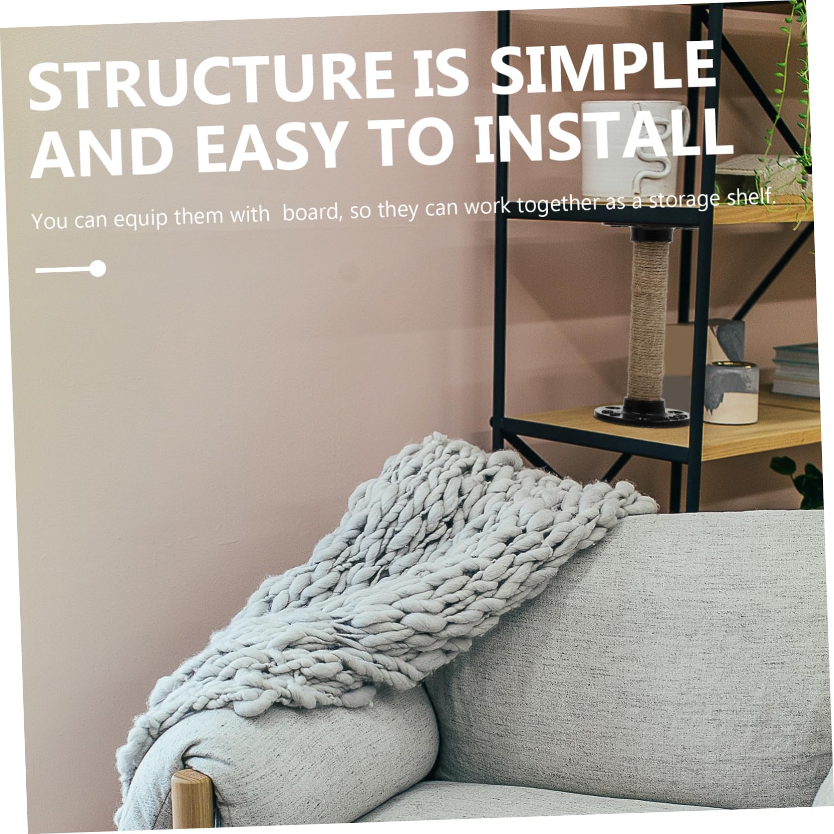 OFFSCH 2pcs Shelf Bracket Invisible Shelf Board or Shelf Support Iron Cast Iron Shelves Home Shelf Brackets Black Iron Shelves Iron Rack Rope Fall to The Ground Partition