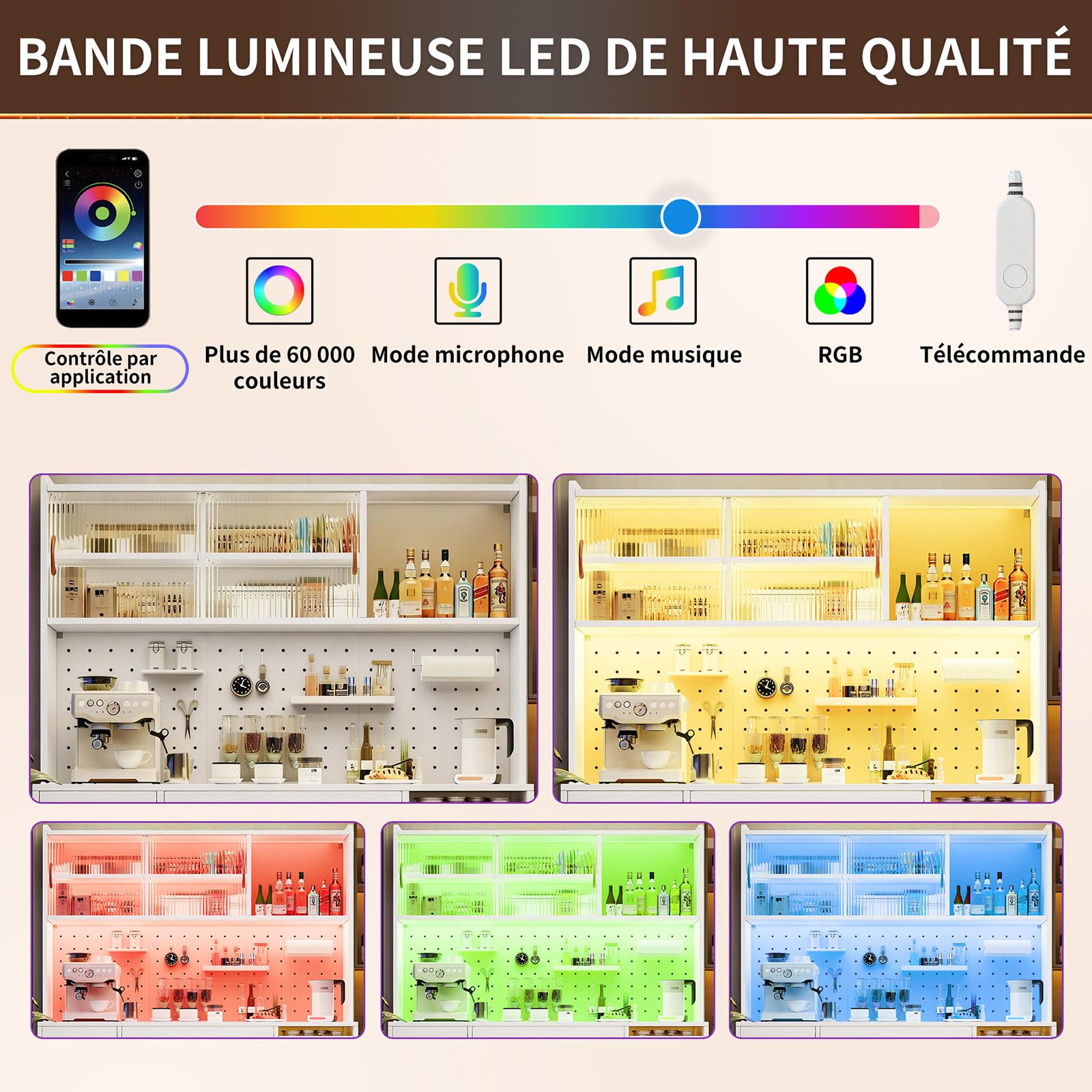Yihomfy 180cm Meuble Cuisine-Garde Manger de Cuisine Arqué de Haut, Armoire de Rangement en Bois Style Ferme Moderne avec 3 Grands Tiroirs et Étagère Ouverte pour Cuisine