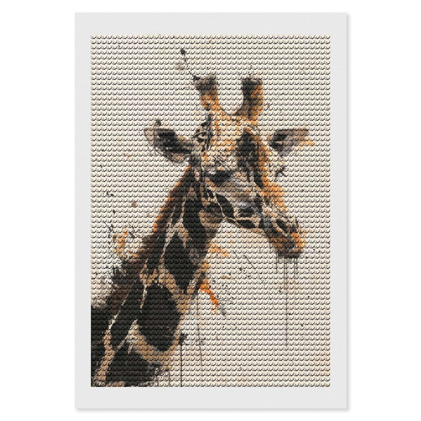 Junmoney Giraffe Profile Painting Diamond Painting Canvas Set 8"x12", with Tool Kit, Easy to Enjoy, Home Wall Decor, Thoughtful Handmade Gift
