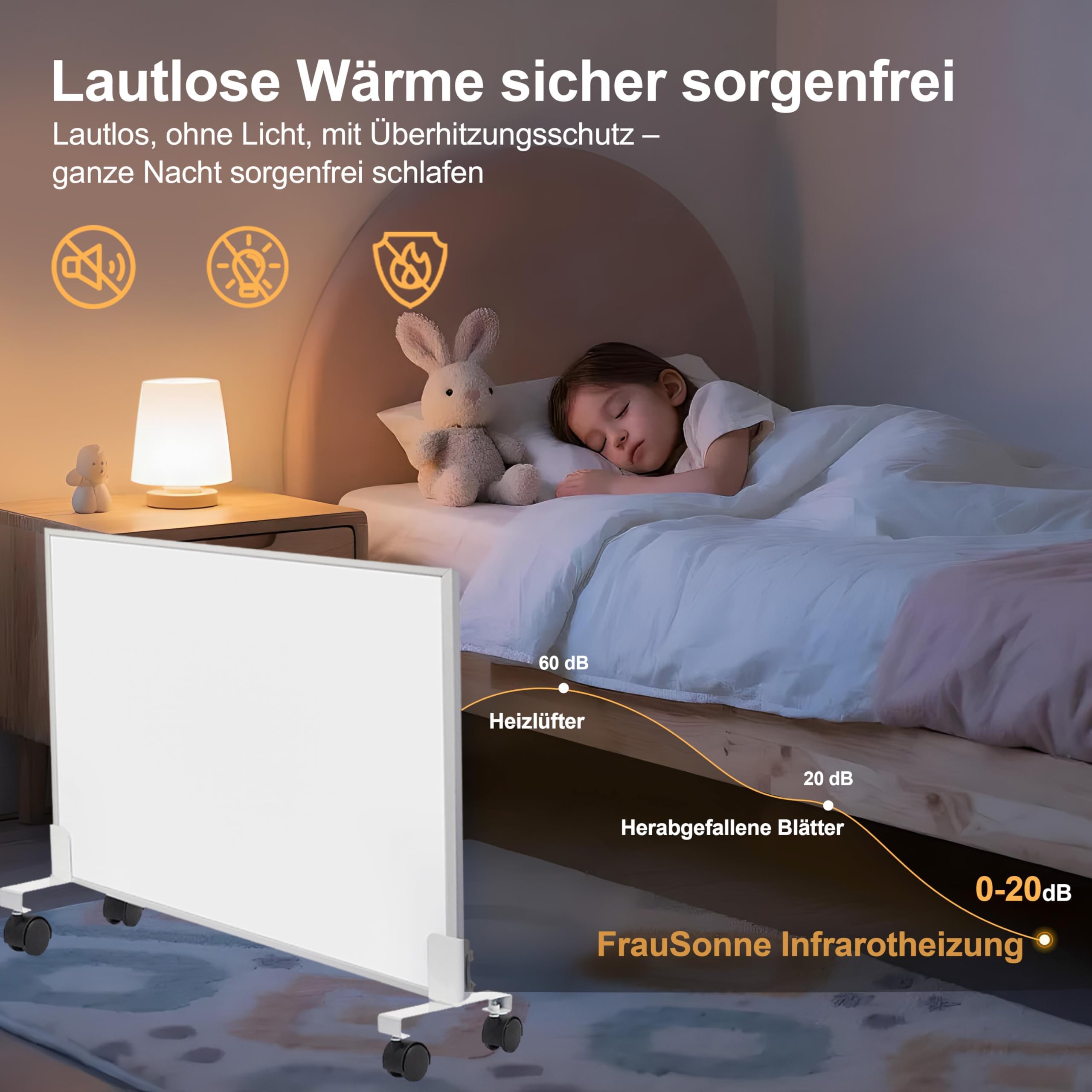 Calefacción por infrarrojos 350 W con termostato inteligente, calefacción móvil de bajo consumo con protección contra sobrecalentamiento, para interiores y baño, garantía de 20 años