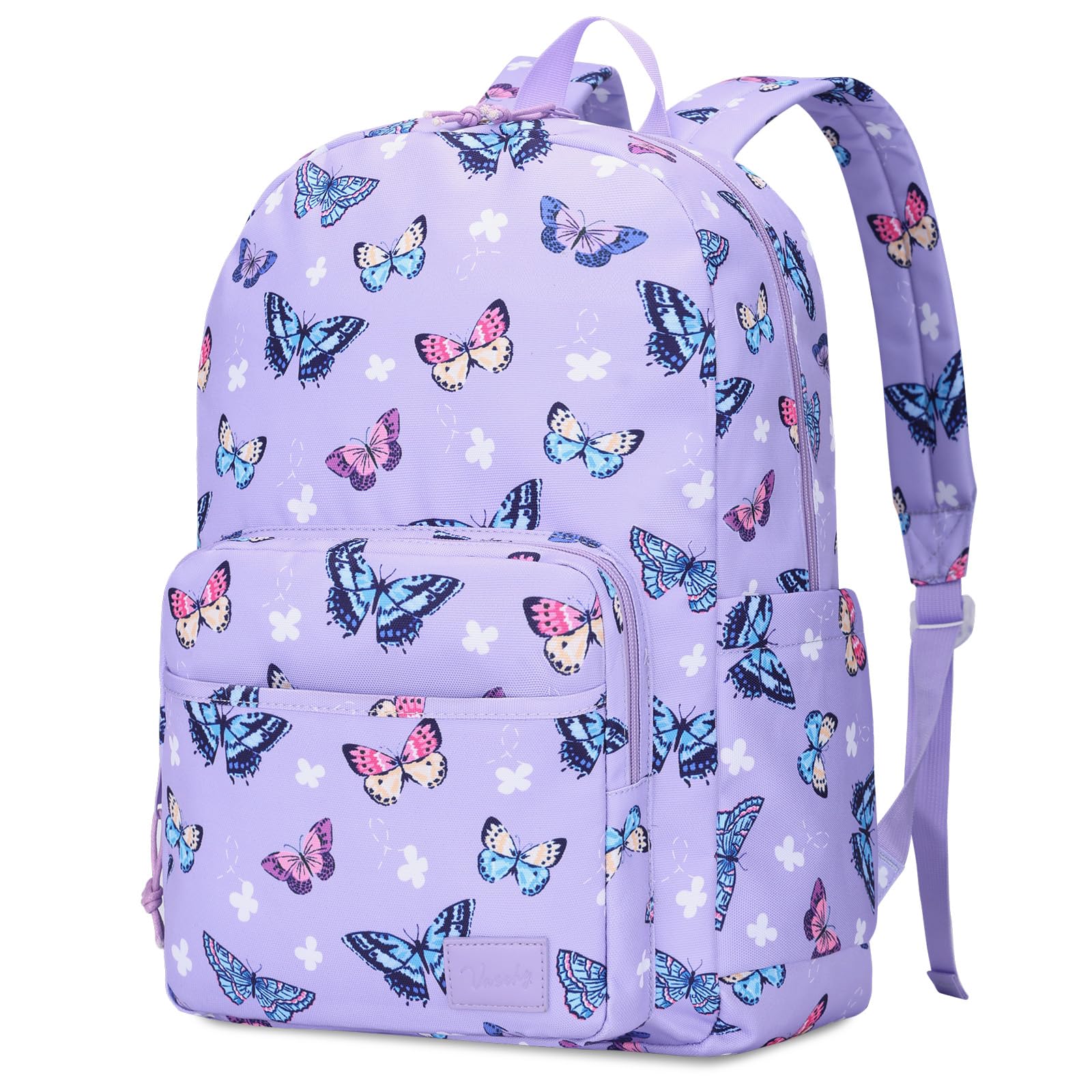 VASCHY School Backpacks, Lightweight Bookbag Schoolbag for Kid Girls Casual Basic Simple Daypack for Teen Girls Butterfly