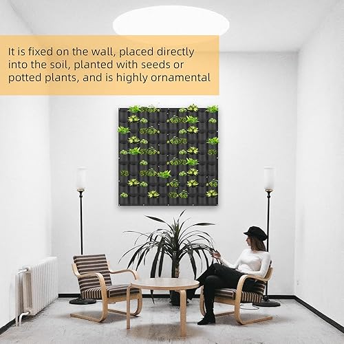 Miniatura 78 de Bolsas de cultivo colgantes para plantar, 9 bolsillos para colgar en la pared, maceta vertical montada en la pared, bolsa de cultivo