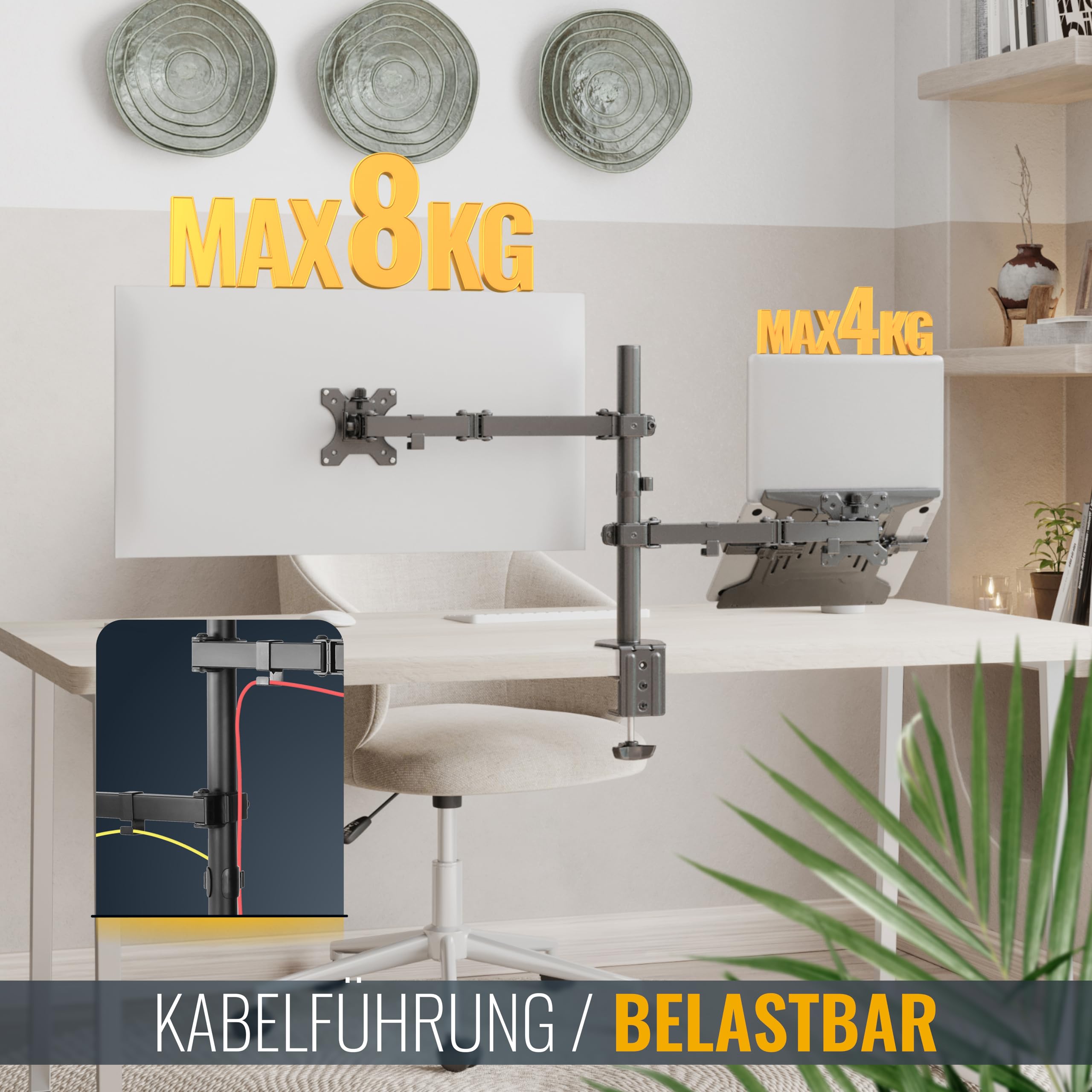 Ricoo Monitor Halterung 1 Monitor TS7111 Monitorhalterung mit -Ablage Monitorhalter für 13–34 Zoll höhenverstellbarer Monitorarm zur Tischmontage VESA 75x75 / VESA 100x100 – Bild 6